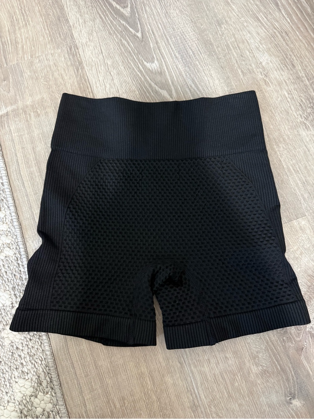 SHEIN Black High-Waist Textured Bike Shorts